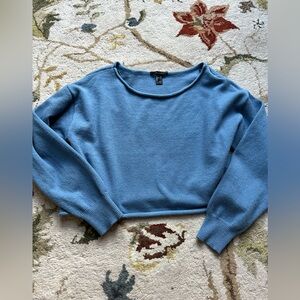 Forever 21 Sky Blue Scoop Neck Sweater Cropped Large